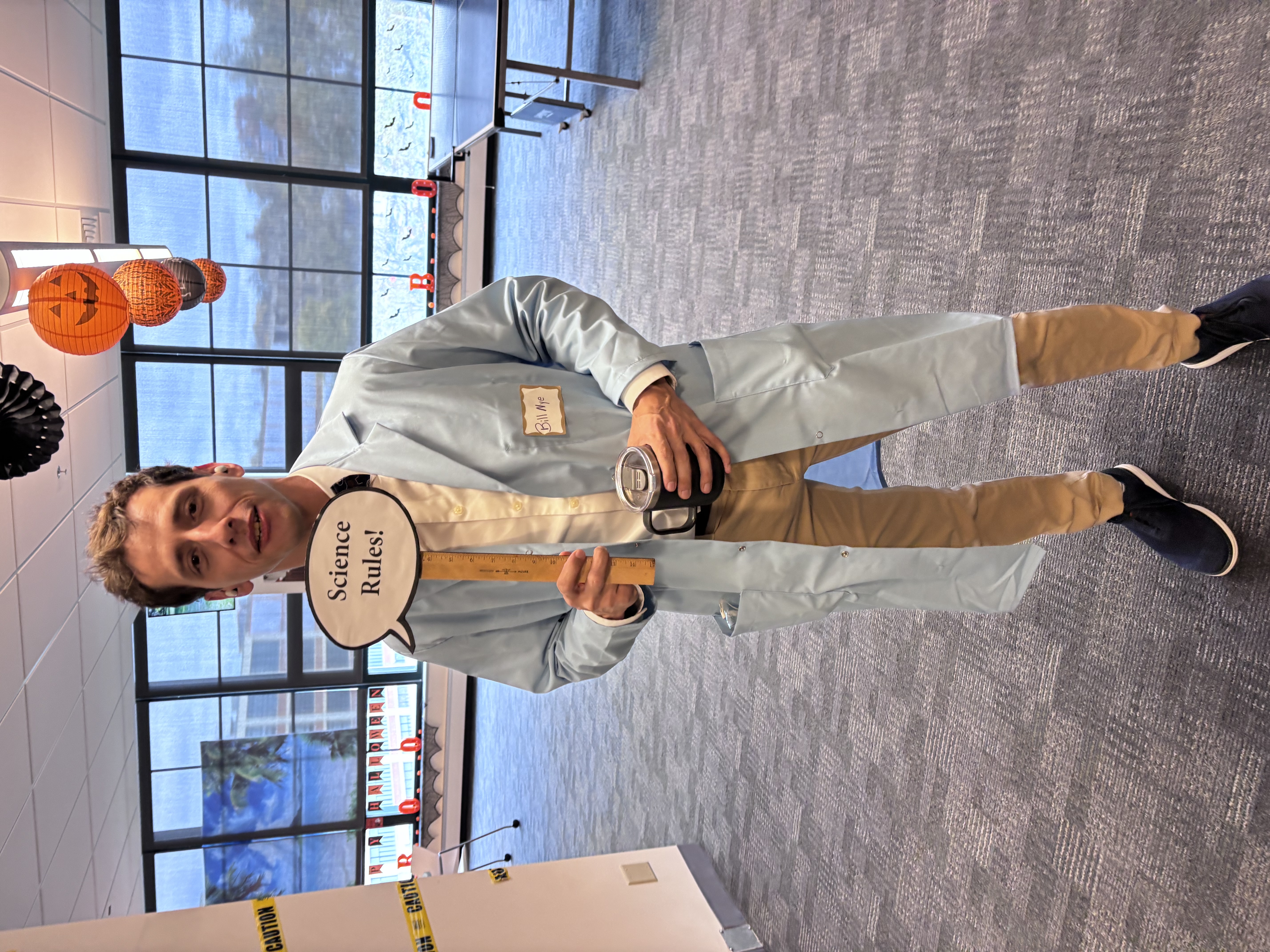 Employee dressed as Bill Nye