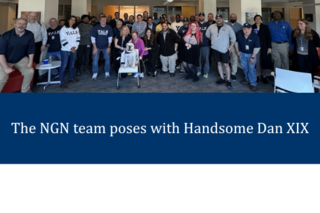 The full NGN team posing with Handsome Dan