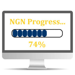 Computer screen icon showing a loading bar at 74 percent complete